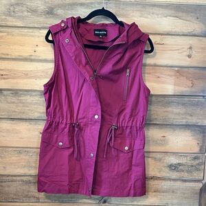 Zenana Outfitters Berry Hooded Vest